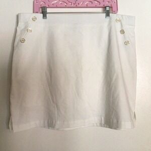Rafaella Comfort Women’s Skort Plus Sz2XL White Gold Buttons Quality NWOT